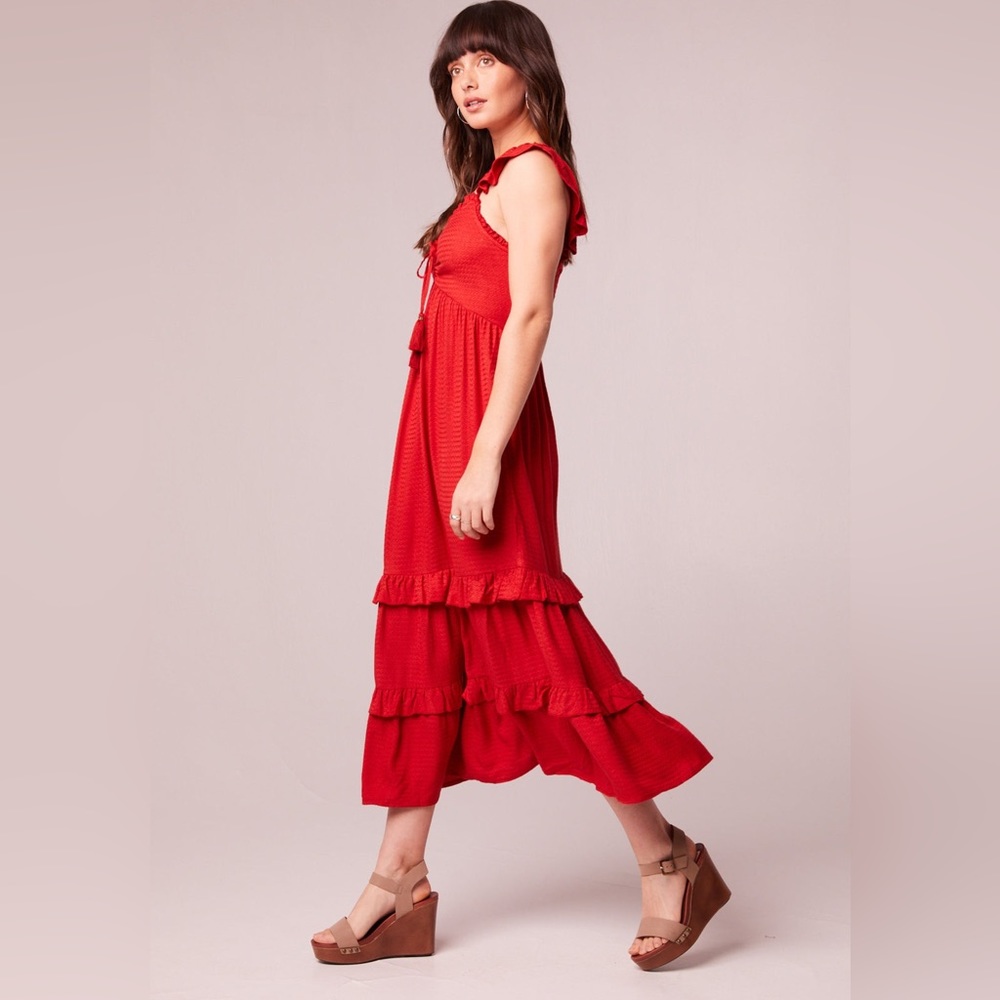 B.O.G. Collective Clarisse Red Tiered Midi Dress - Picture 4 of 5